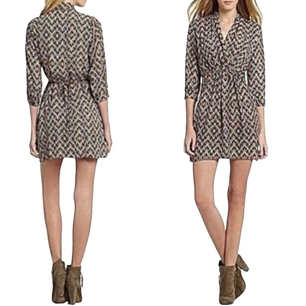 ! Collective concepts Ikat print surplice dress with pockets